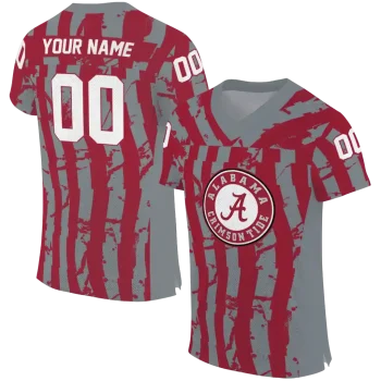 custom alabama crimson tide stripe splatter crimson jersey best selling