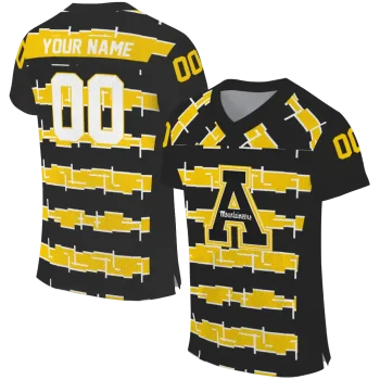 custom appalachian state mountaineers layered grids black jersey best selling