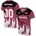 custom arizona cardinals dripping flames red white jersey best selling