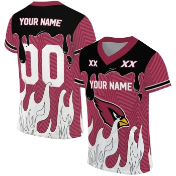 custom arizona cardinals dripping flames red white jersey best selling