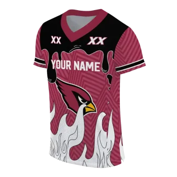custom arizona cardinals dripping flames red white jersey fashion forward