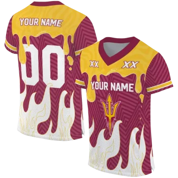 custom arizona state sun devils dripping flames maroon white jersey best selling