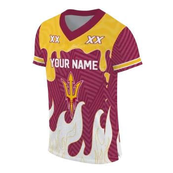 custom arizona state sun devils dripping flames maroon white jersey fashion forward