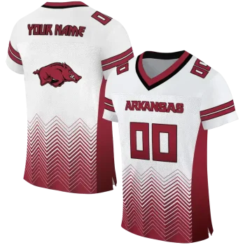 custom arkansas razorbacks halftone sweep white black jersey best selling