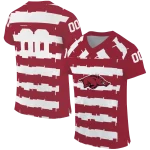 custom arkansas razorbacks layered grids red jersey best selling