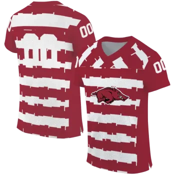 custom arkansas razorbacks layered grids red jersey best selling