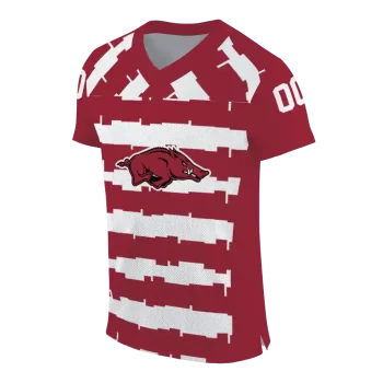 custom arkansas razorbacks layered grids red jersey fashion forward