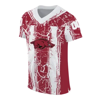 custom arkansas razorbacks rugged stripes red jersey fashion forward