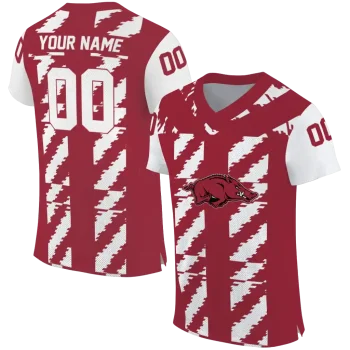 custom arkansas razorbacks stripe block red jersey best selling