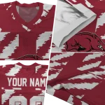 custom arkansas razorbacks stripe block red jersey best selling