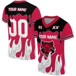 custom arkansas state red wolves dripping flames scarlet white jersey best selling