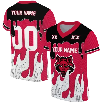 custom arkansas state red wolves dripping flames scarlet white jersey best selling