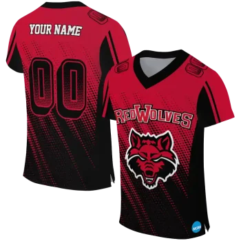 custom arkansas state red wolves halftone flow scarlet black jersey best selling