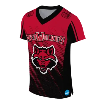 custom arkansas state red wolves halftone flow scarlet black jersey fashion forward