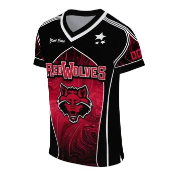 custom arkansas state red wolves halftone slant scarlet black jersey fashion forward
