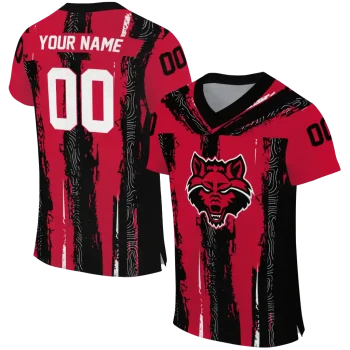 custom arkansas state red wolves striped texture scarlet jersey best selling