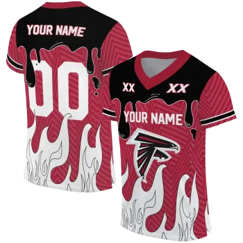 custom atlanta falcons dripping flames red white jersey best selling