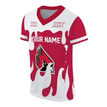 custom ball state cardinals dripping flames red white jersey fashion forward