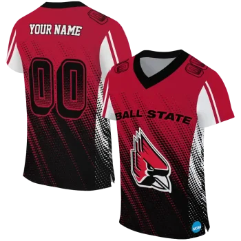 custom ball state cardinals halftone flow red black jersey best selling