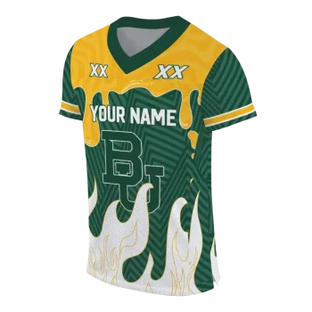 custom baylor bears dripping flames green white jersey fashion forward