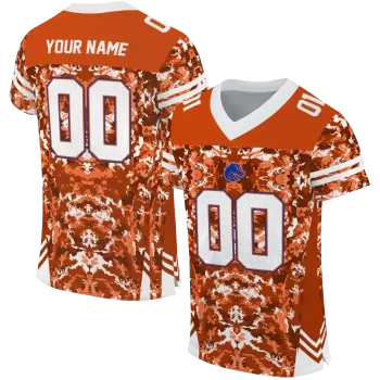 custom boise state broncos mirrored pattern orange jersey best selling