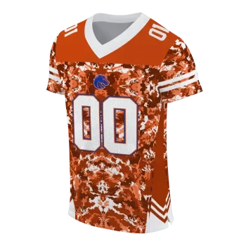 custom boise state broncos mirrored pattern orange jersey fashion forward