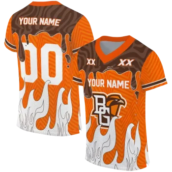 custom bowling green falcons dripping flames orange white jersey best selling