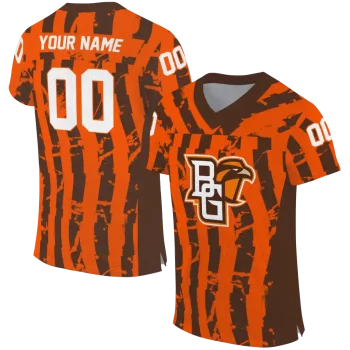 custom bowling green falcons stripe splatter orange jersey best selling