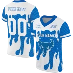 custom buffalo bulls dripping flames royal blue white jersey best selling