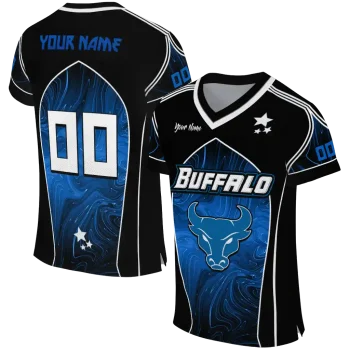 custom buffalo bulls halftone slant royal blue black jersey best selling