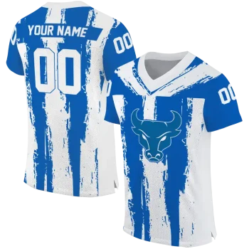 custom buffalo bulls striped texture royal blue jersey best selling