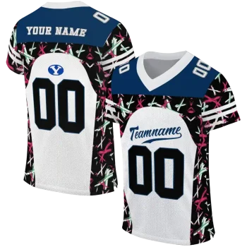 custom byu cougars brushstroke xs white black jersey best selling