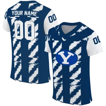 custom byu cougars stripe block blue jersey best selling