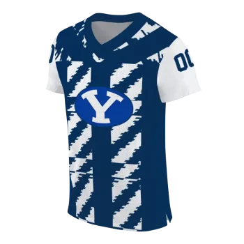 custom byu cougars stripe block blue jersey fashion forward