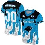 custom carolina panthers dripping flames blue white jersey best selling