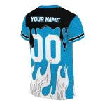 custom carolina panthers dripping flames blue white jersey best selling