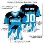 custom carolina panthers dripping flames blue white jersey best selling