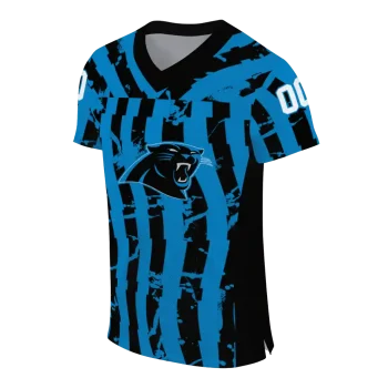custom carolina panthers stripe splatter blue jersey fashion forward