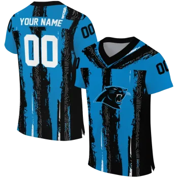 custom carolina panthers striped texture blue jersey best selling