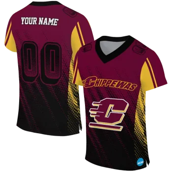 custom central michigan chippewas halftone flow maroon black jersey best selling