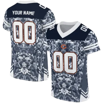 custom chicago bears mirrored pattern blue jersey best selling