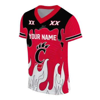 custom cincinnati bearcats dripping flames red white jersey fashion forward