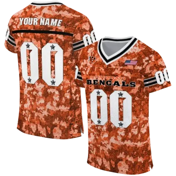custom cincinnati bengals camouflage abstract orange jersey best selling