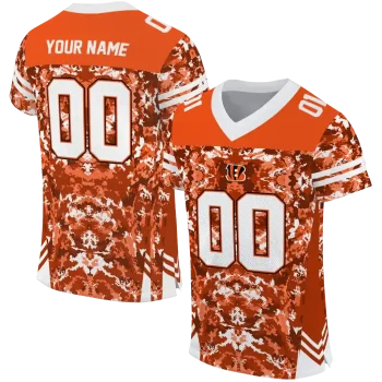 custom cincinnati bengals mirrored pattern orange jersey best selling