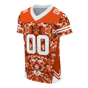 custom cincinnati bengals mirrored pattern orange jersey fashion forward