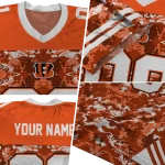 custom cincinnati bengals mirrored pattern orange jersey best selling