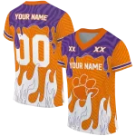 custom clemson tigers dripping flames orange white jersey best selling