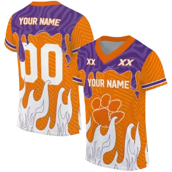 custom clemson tigers dripping flames orange white jersey best selling