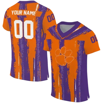 custom clemson tigers striped texture orange jersey best selling