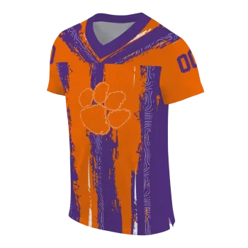custom clemson tigers striped texture orange jersey fashion forward